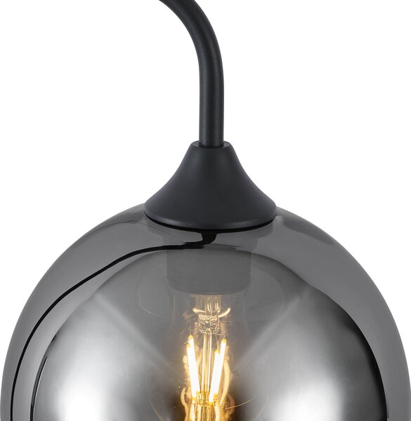 Lampa podłogowa Art Deco czarna z przydymionym szkłem - Sandra