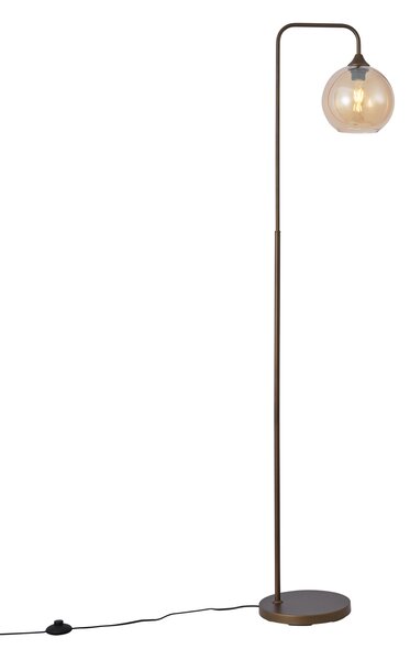 Lampa podłogowa Art Deco ciemny brąz z bursztynowym szkłem - Sandra