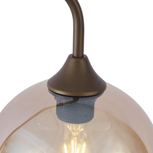 Lampa podłogowa Art Deco ciemny brąz z bursztynowym szkłem - Sandra