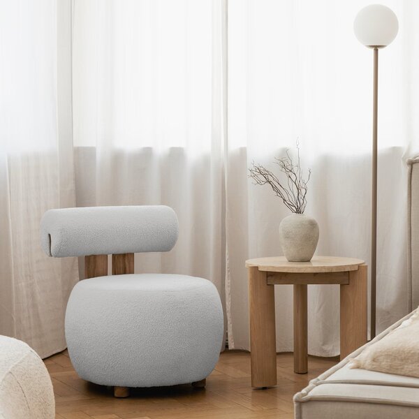 Biały designerski fotel HANNA, dąb Now or never 01
