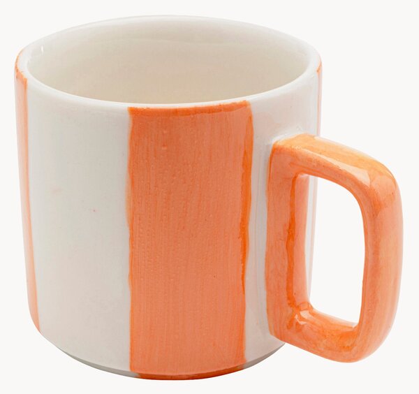 Komplet ręcznie malowanych kubków Stripes, 4 elem