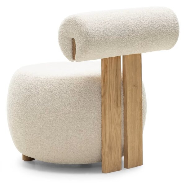 Kremowy designerski fotel HANNA, dąb nezapínat!