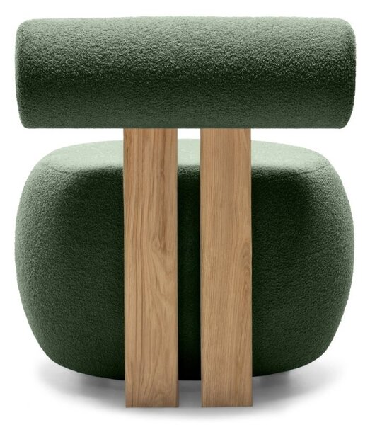 Ciemnozielony designerski fotel HANNA, dąb nezapínat!
