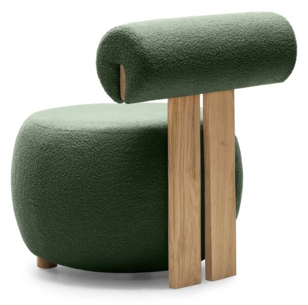 Ciemnozielony designerski fotel HANNA, dąb nezapínat!