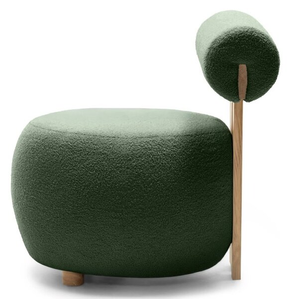 Ciemnozielony designerski fotel HANNA, dąb nezapínat!