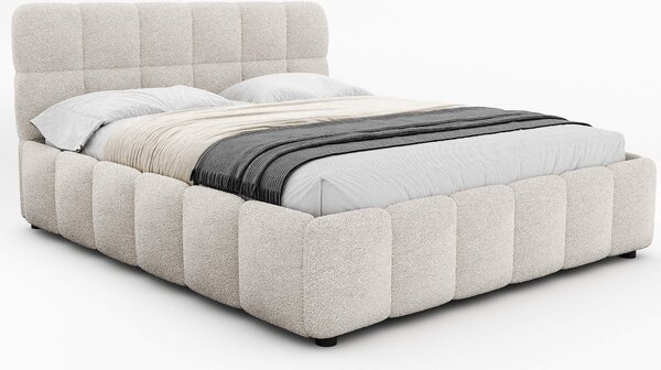 MebleMWM Łóżko tapicerowane z pojemnikiem 4583G| 180x200 | Boucle | Biały #6