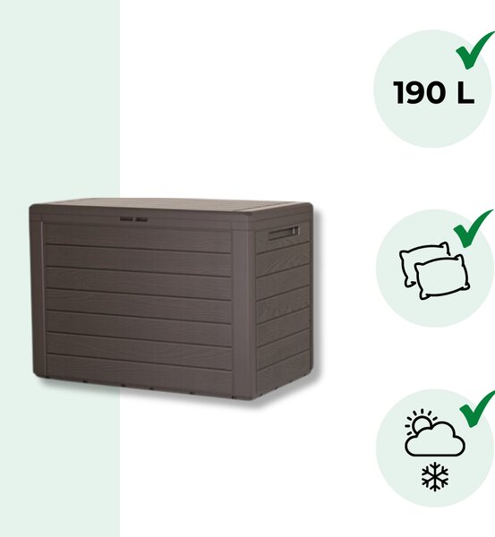 Pojemnik do przechowywania WOODEBOX, 190L, 78x44x55cm, ciemny brąz Prosperplast
