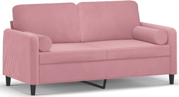 Sofa 2-osobowa z poduszkami, rÃ³Å¼owa, 140 cm, aksamit