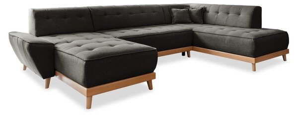 Ciemnoszara rozkładana sofa w kształcie litery "U" Miuform Dazzling Daisy, prawostronna
