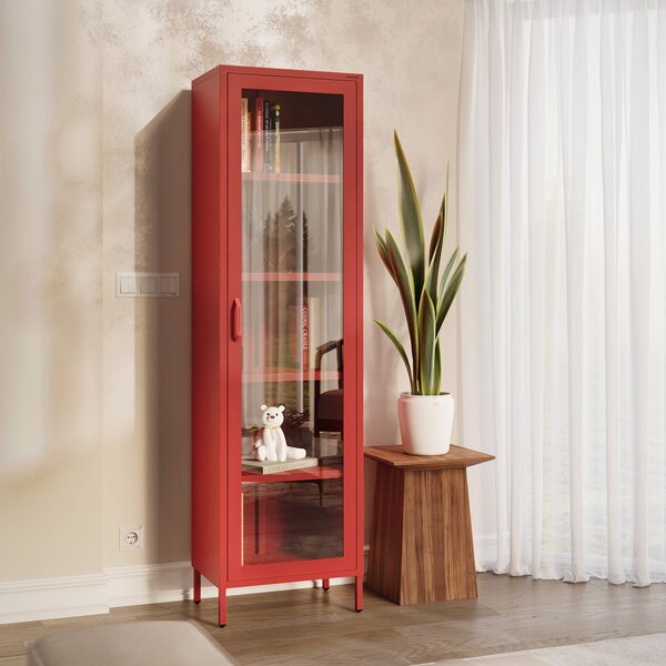 Witryna do salonu LUIGI 500 x 1800 x 350 mm, Modern: czerwona