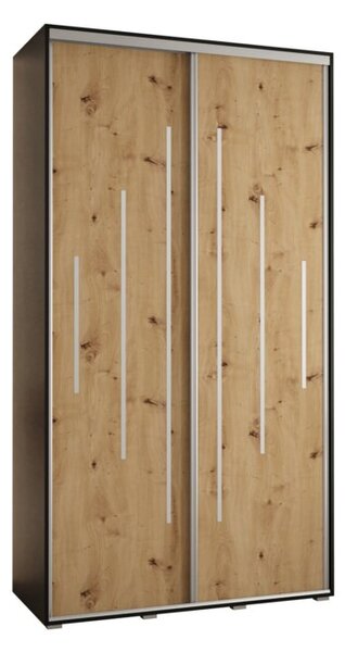 Szafa przesuwna wysoka Davos 12 140, gł. 60 cm czarny + artisan + srebrny