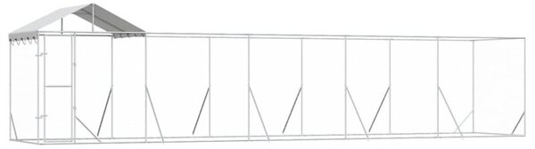Kojec dla psa, z dachem, srebrny, 10x2x2,5m, stal galwanizowana