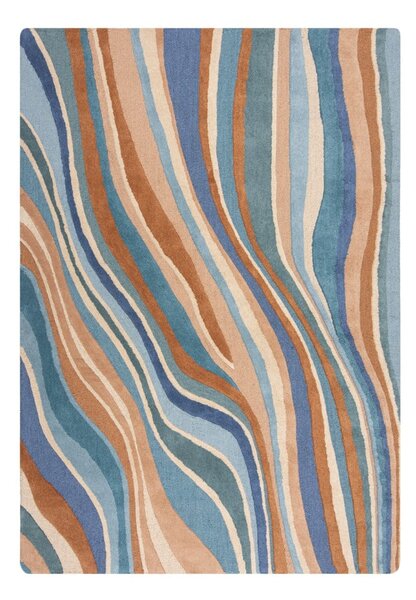 Niebieski wełniany dywan tkany ręcznie 160x230 cm Abstract Flow – Flair Rugs