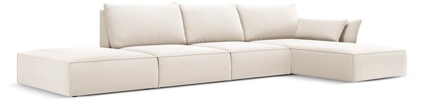 Beżowy aksamitny narożnik (prawostronny/z szezlongiem) Vanda – Mazzini Sofas