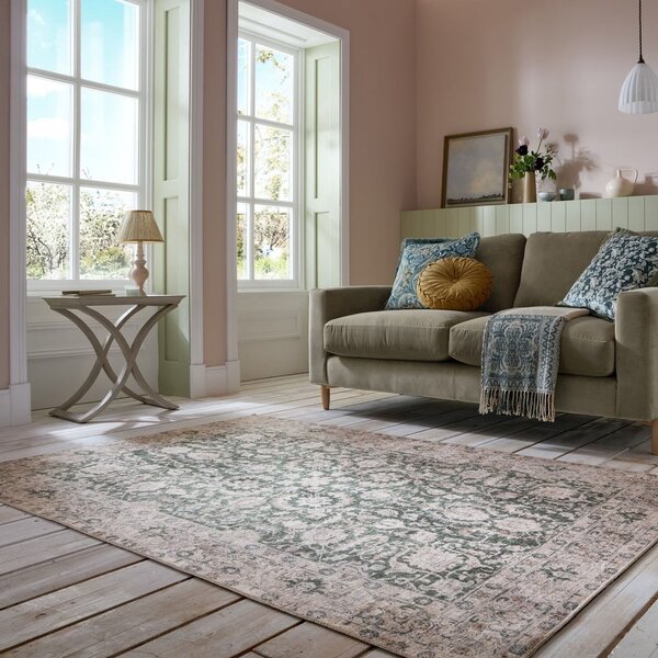 Zielony dywan odpowiedni do prania 115x170 cm Beau Floral – Flair Rugs