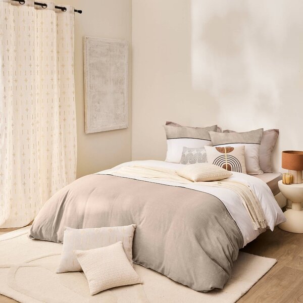 Biało-beżowa bawełniana pościel dwuosobowa 240x220 cm Gabrielle – douceur d'intérieur