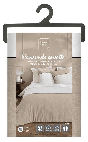 Biało-beżowa bawełniana pościel dwuosobowa 240x220 cm Gabrielle – douceur d'intérieur