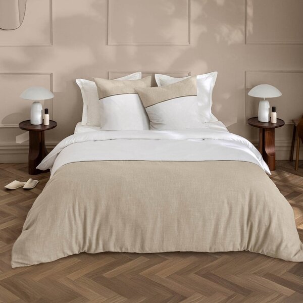 Biało-beżowa bawełniana pościel dwuosobowa 240x220 cm Gabrielle – douceur d'intérieur