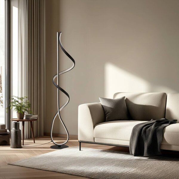 Lampa stojąca LED Rodado Lucande, czarny, salon / jadalnia, aluminium, nowoczesny