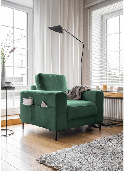 Ciemnozielony sztruksowy fotel Lofty Lilly – Miuform