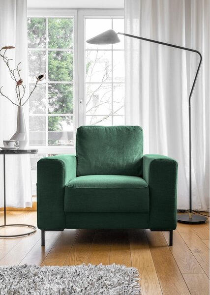Ciemnozielony sztruksowy fotel Lofty Lilly – Miuform