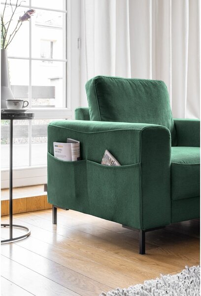 Ciemnozielony sztruksowy fotel Lofty Lilly – Miuform