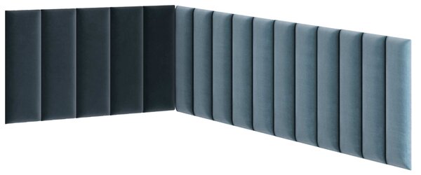 Tapicerowany panel ścienny QUADRATTA 20x50 cm, niebieski Kolor: Niebieski