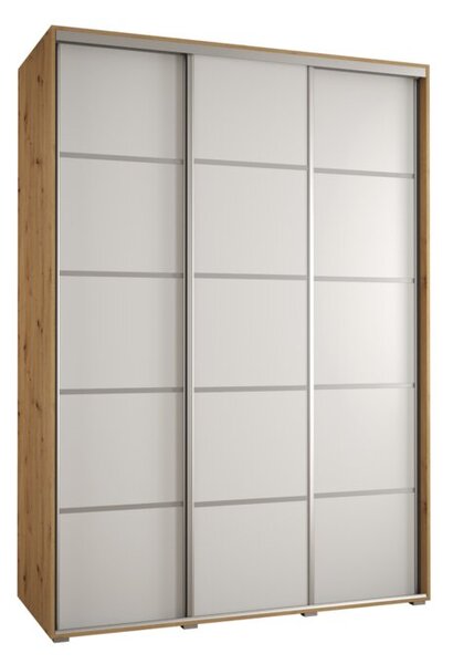 Szafa przesuwna wysoka Davos 4 180, gł. 45 cm artisan + biały + srebrny