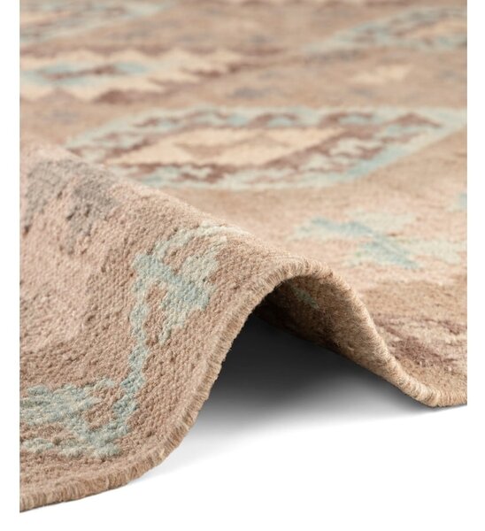 Jasnoniebiesko-beżowy wełniany chodnik dwustronny tkany ręcznie 60x190 cm Kamal Dune – Nouristan