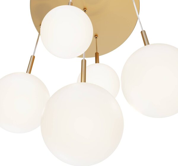 Maytoni Lampa wisząca szklana Basic form, możliwość ściemniania, mosiężny / złoty, salon / jadalnia, szkło, nowoczesny
