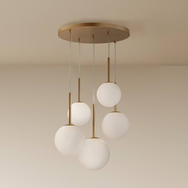 Maytoni Lampa wisząca szklana Basic form, możliwość ściemniania, mosiężny / złoty, salon / jadalnia, szkło, nowoczesny