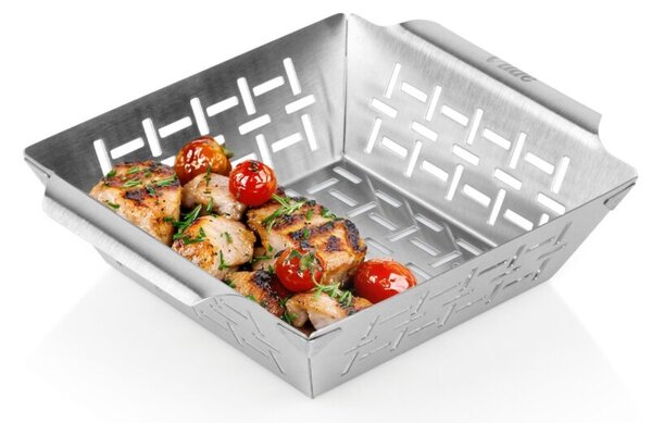 Koszyk do grillowania stalowy perforowany 22x18,5x6 cm