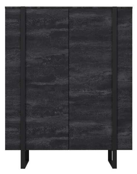 Komoda wysoka Verica 120 cm dwudrzwiowa - czarny beton / czarne nóżki