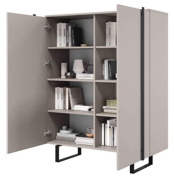 Komoda wysoka Verica 120 cm dwudrzwiowa - kaszmir / czarne nóżki
