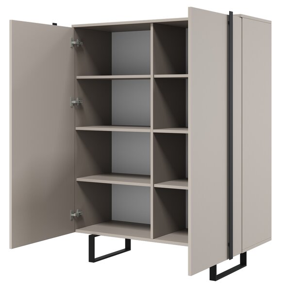 Komoda wysoka Verica 120 cm dwudrzwiowa - kaszmir / czarne nóżki