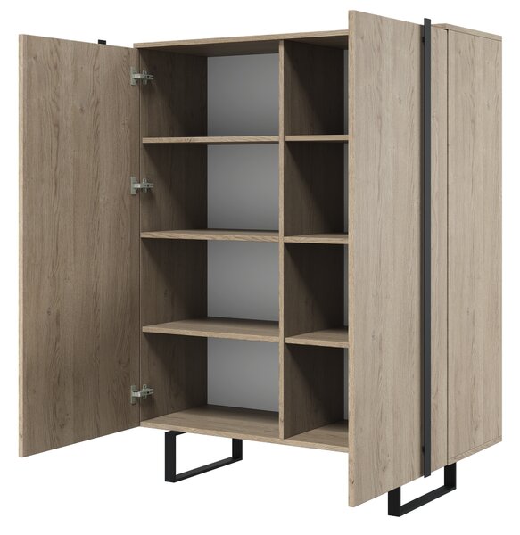 Komoda wysoka Verica 120 cm dwudrzwiowa - dąb biszkoptowy / czarne nóżki