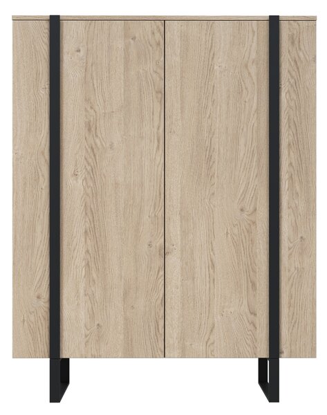 Komoda wysoka Verica 120 cm dwudrzwiowa - dąb biszkoptowy / czarne nóżki