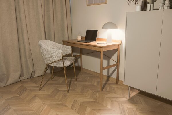 MebleMWM Krzesło Glamour DC-890-1 | jasny beż | boucle | złote nogi | OUTLET