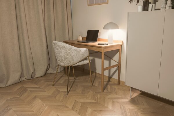 MebleMWM Krzesło Glamour DC-890-1 | jasny beż | boucle | złote nogi | OUTLET