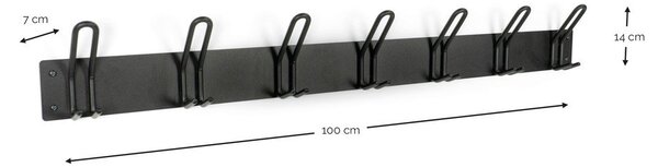 Czarny stalowy wieszak ścienny 100 cm Miles – Spinder Design