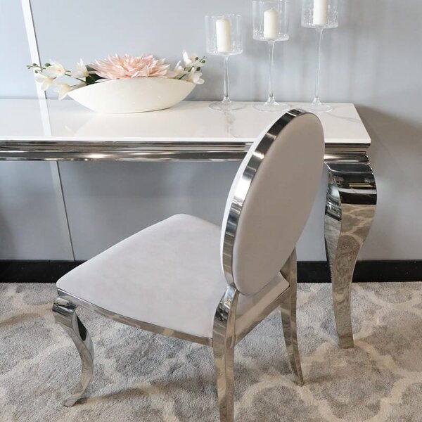 Krzesło Ludwik II glamour Silver - krzesło tapicerowane szare