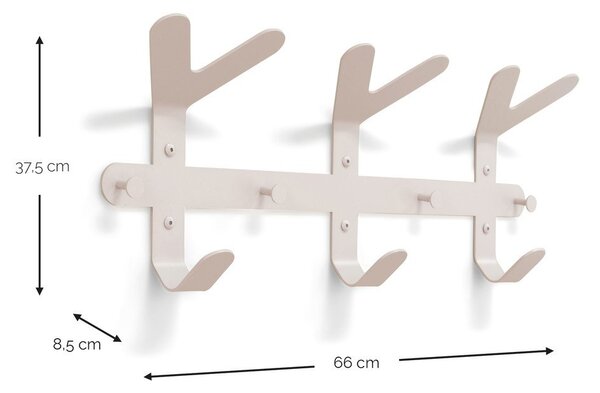Szarobrązowy stalowy wieszak ścienny 66 cm Frondo – Spinder Design