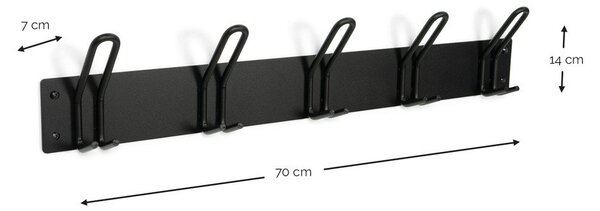 Czarny stalowy wieszak ścienny 70 cm Miles – Spinder Design