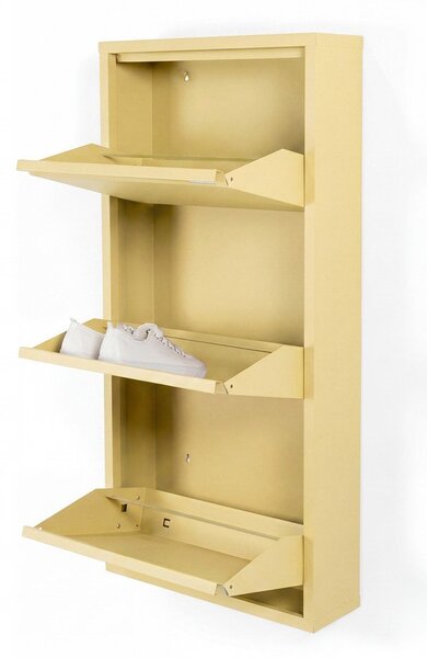 Jasnożółta stalowa uchylna/wisząca szafka na buty 50x103x15 cm Billy – Spinder Design