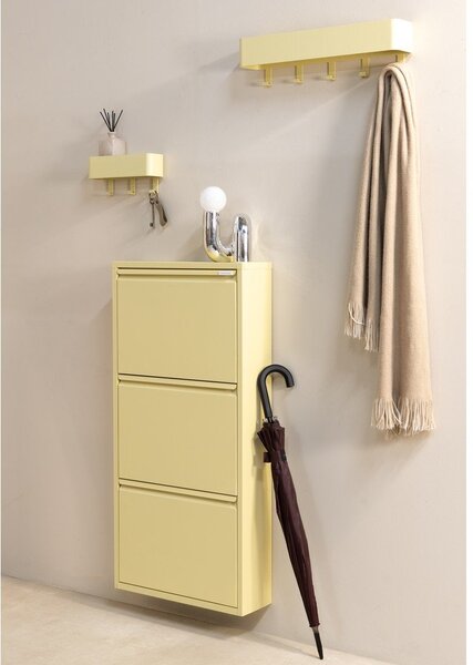 Jasnożółta stalowa uchylna/wisząca szafka na buty 50x103x15 cm Billy – Spinder Design