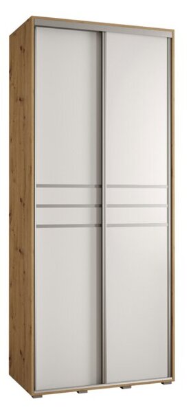 Szafa przesuwna wysoka Davos 10 100, gł. 60 cm artisan + biały + srebrny