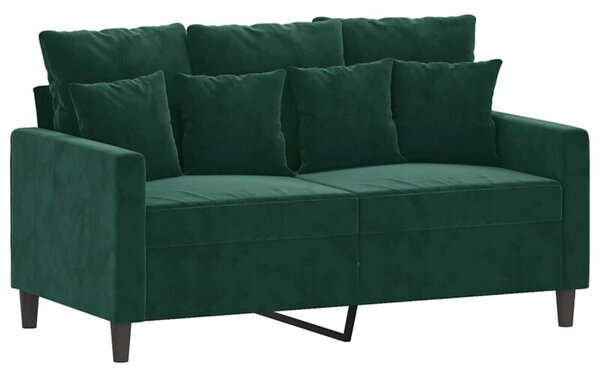Sofa 2-osobowa, ciemnozielona, 120 cm, tapicerowana aksamitem