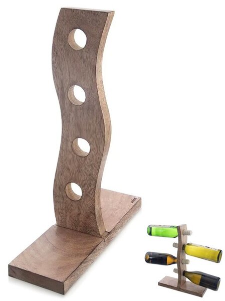 Stojak na wino drewniany na 4 butelki MANGO 30,5x39,5 cm