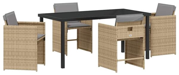 Zestaw Mebli Ogrodowych Komplet Jadalniany Z Poduszkami 5-Częściowy Beżowy Rattan Na Taras Balkon Ogród