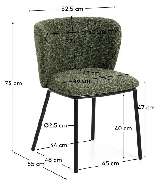 Zielony tapicerowany fotel jadalniany Ciselia – Kave Home